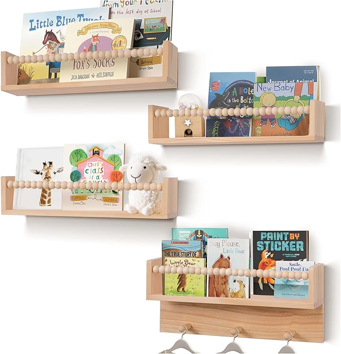BOMID Wall Bookshelves, Nursery Shelves, Floating Book Shelves
