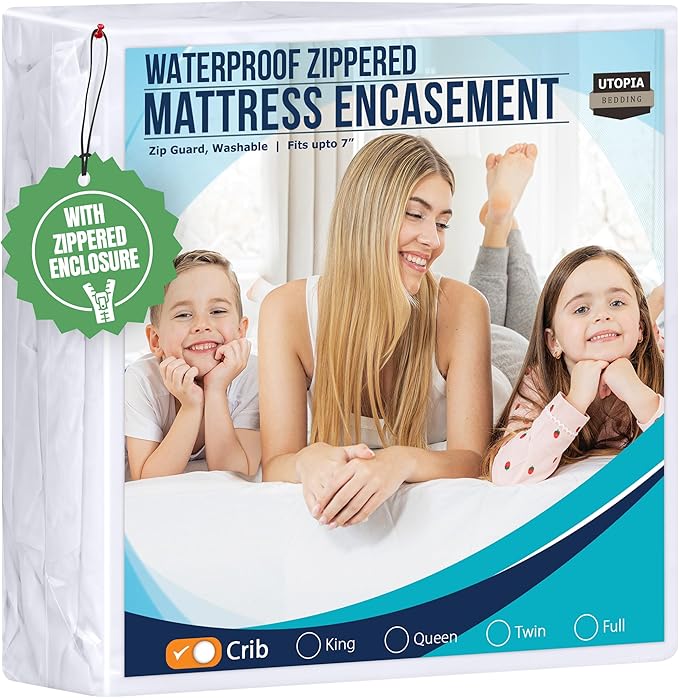 Utopia Bedding Mattress Protector Zippered Crib Size, 100% Waterproof Bed Bug