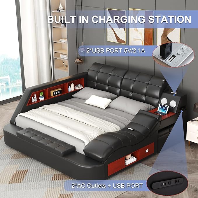 King Size Smart Multifunctional Bed Frame, Platform Bed
