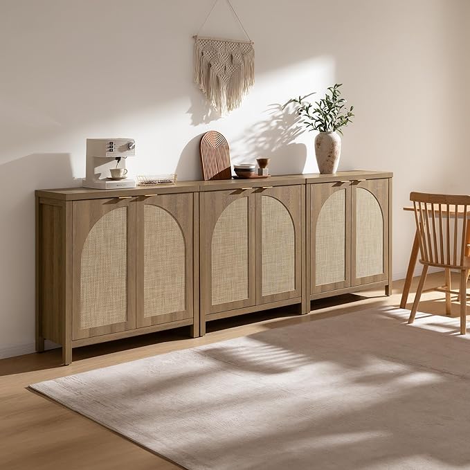 SICOTAS Rattan Sideboard Buffet Cabinet