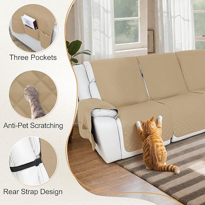 HDCAXKJ Reclining Sectional Couch Covers L Shape Recliner Sofa Middle Console
