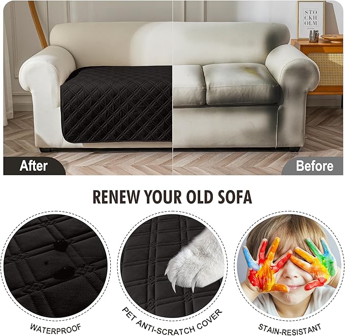 Genina Waterproof Couch Cover, Washable Anti-Slip 67 inch Sofa Covers