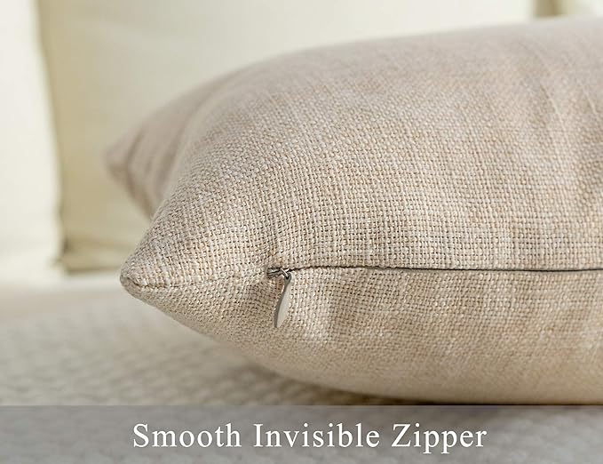 Stellhome Pack of 2 Burlap Throw Pillow Covers Farmhouse Linen Cushion Covers