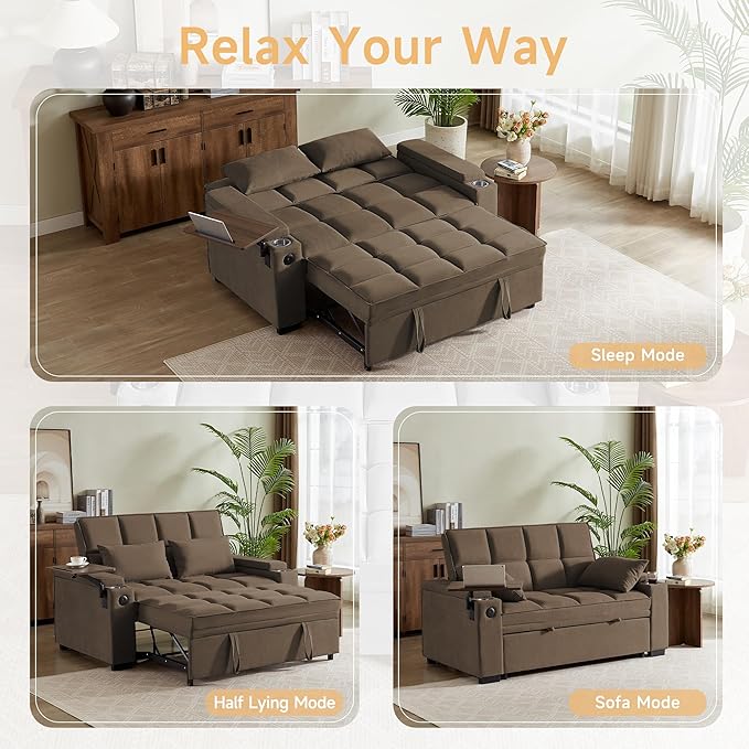 Auvsoce 65'' Chaise Lounge Chair Indoor, 3-in-1 Convertible Sofa Bed