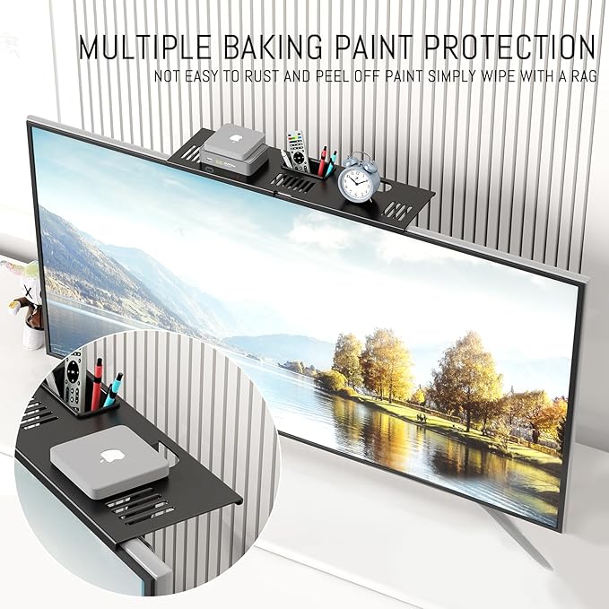 CABTE Adjustable Steel TV Top Shelf, Floating TV Stand, Universal Monitor Shelf