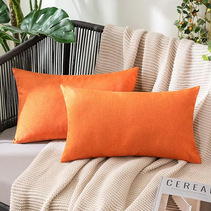 MIULEE Pack of 2 Decorative Outdoor Solid Waterproof Throw Pillow Covers Faux