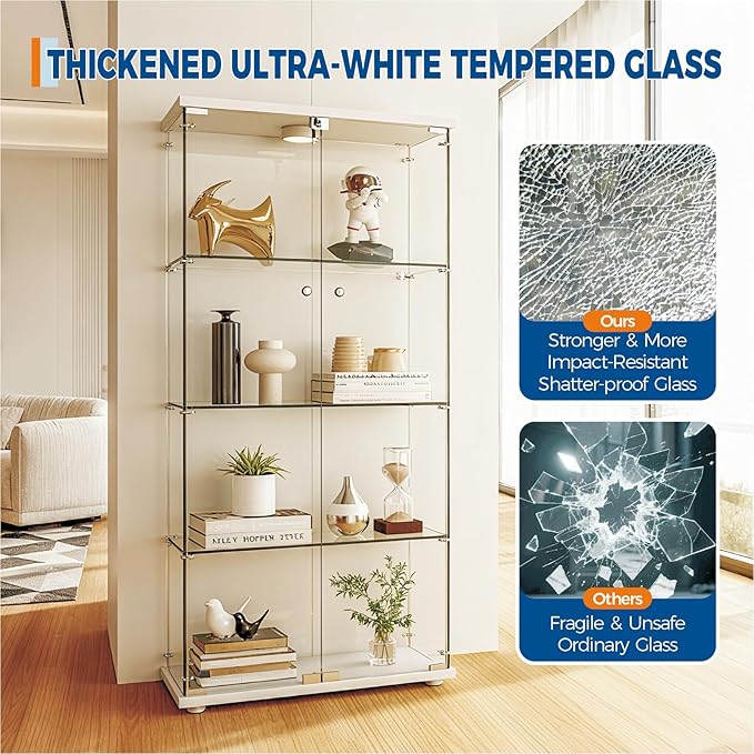 IDEALHOUSE Tempered Glass Display Cabinet