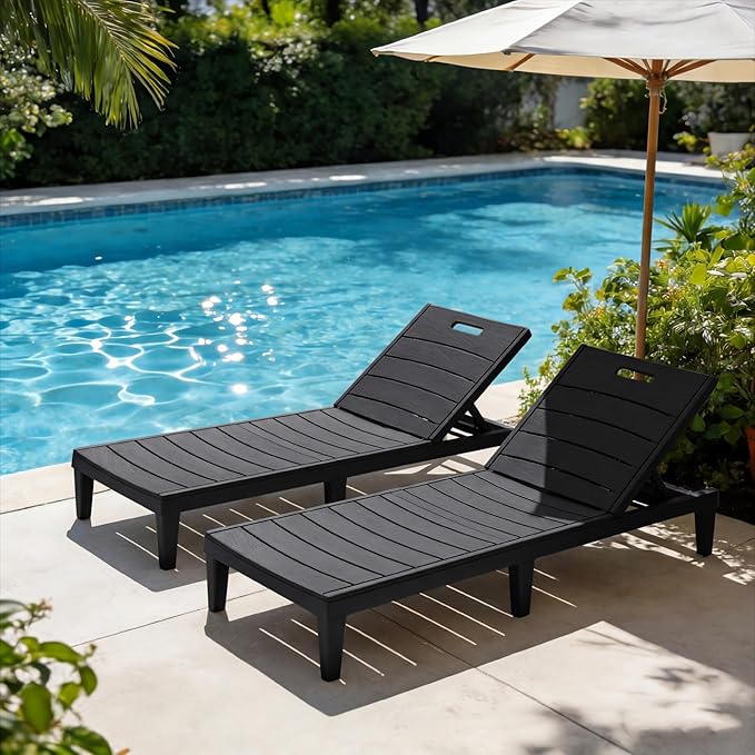 Greesum Outdoor Chaise Lounge Chair Set of 2, Waterproof 5-Position Adjustable