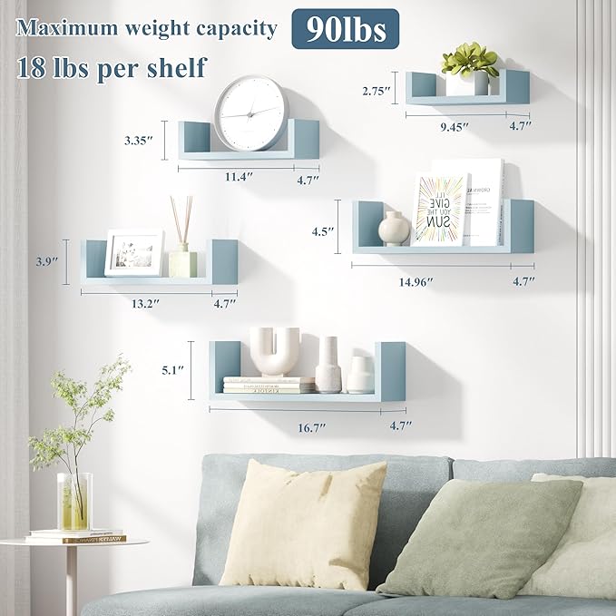 SRIWATANA Floating Shelves for Wall, Wall Shelves for Bathroom, Living Room