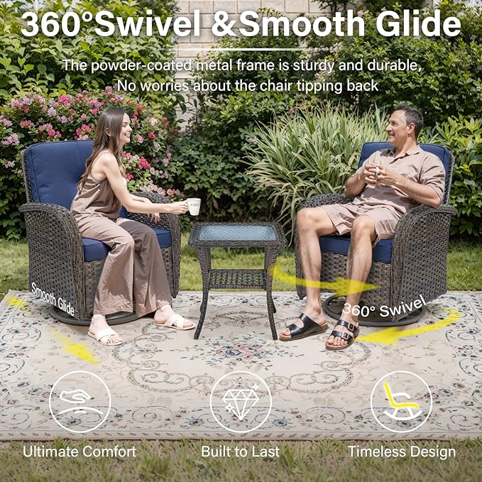 Belord Patio Wicker Chairs Swivel Rocker