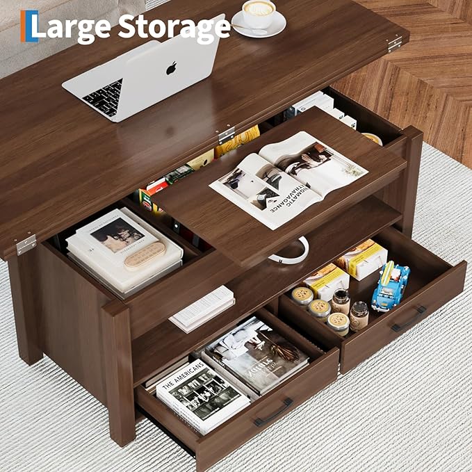 Garvee 40" Coffee Table Lift Top, Converts to Dining Table