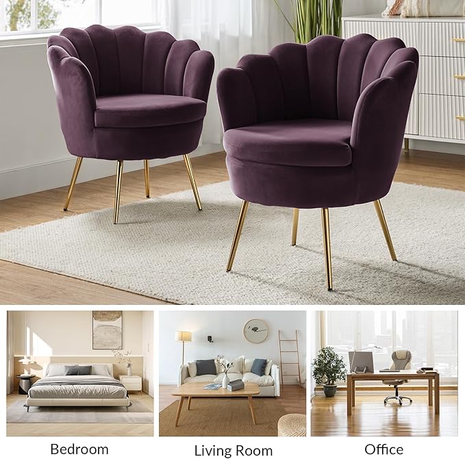 HULALA HOME Modern Velvet Accent Chairs Set of 2