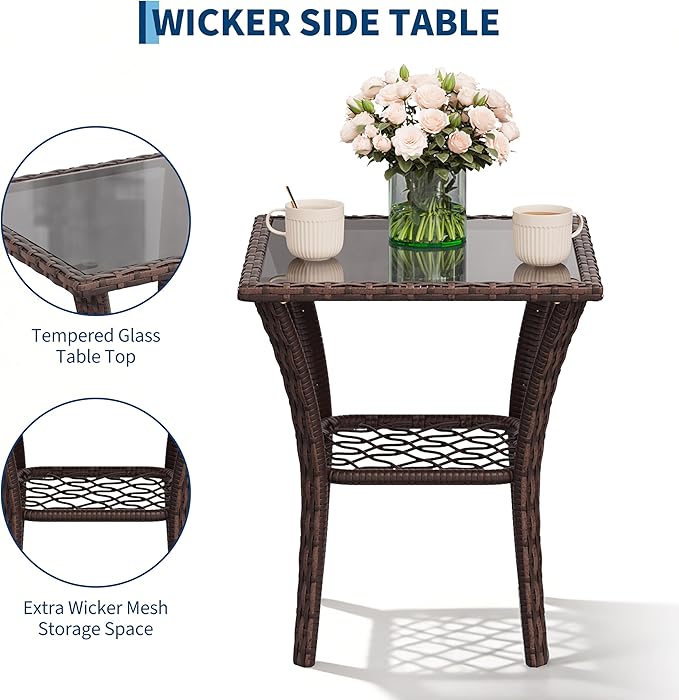 3-Piece Patio Furniture Set, 2 Swivel Rocking Chairs