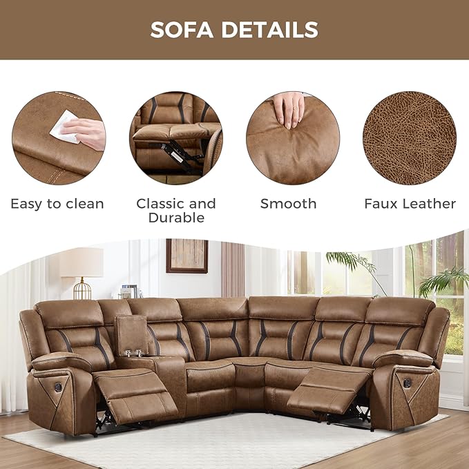 EBELLO Manual Reclining Sectional Sofa