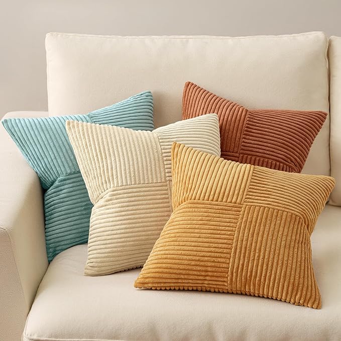 MIULEE Boho Farmhouse Decorative Throw Pillow Covers 18x18 Inch 4 Packs Soft