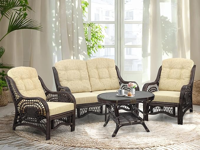 Malibu Lounge Loveseat Sofa Natural Rattan Wicker Handmade Design