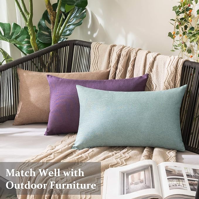 MIULEE Pack of 2 Decorative Outdoor Solid Waterproof Throw Pillow Covers Spring
