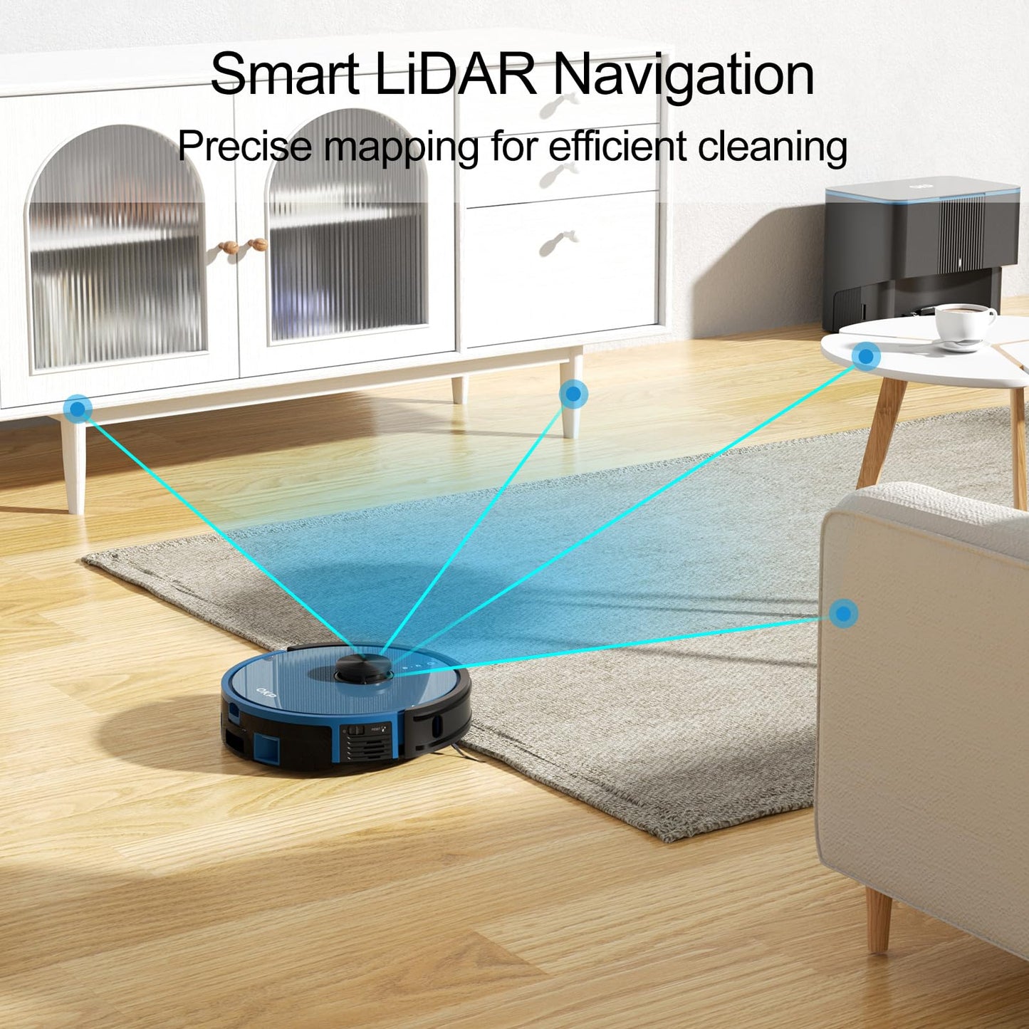 OKP Robot Vacuum L3, 4000Pa Suction, 200min Runtime, 90-Day Self-Emptying Dock, Lidar Navigation, Silent 52dB, WiFi/App/Alexa Control, Smart Home Mapping Robotic Vacuum for Pet Hair, Carpet, Floors