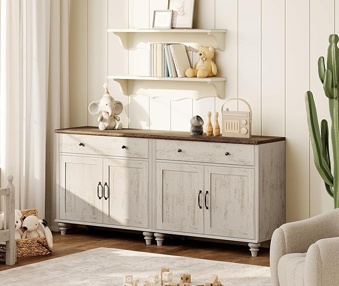 WAMPAT Farmhouse TV Stand for 75 inch TV