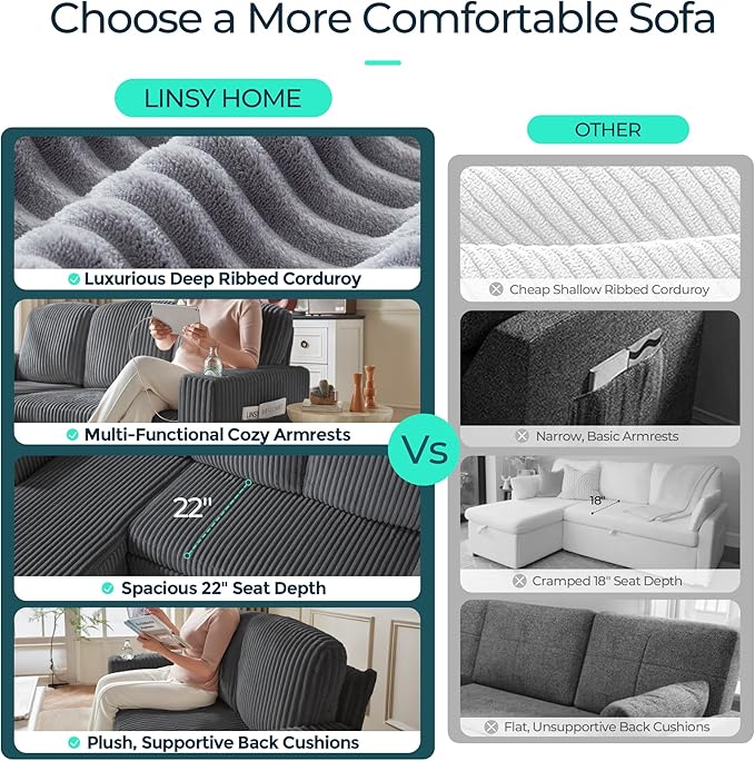 LINSY HOME Sectional Sleeper Sofa Pull Out Couches