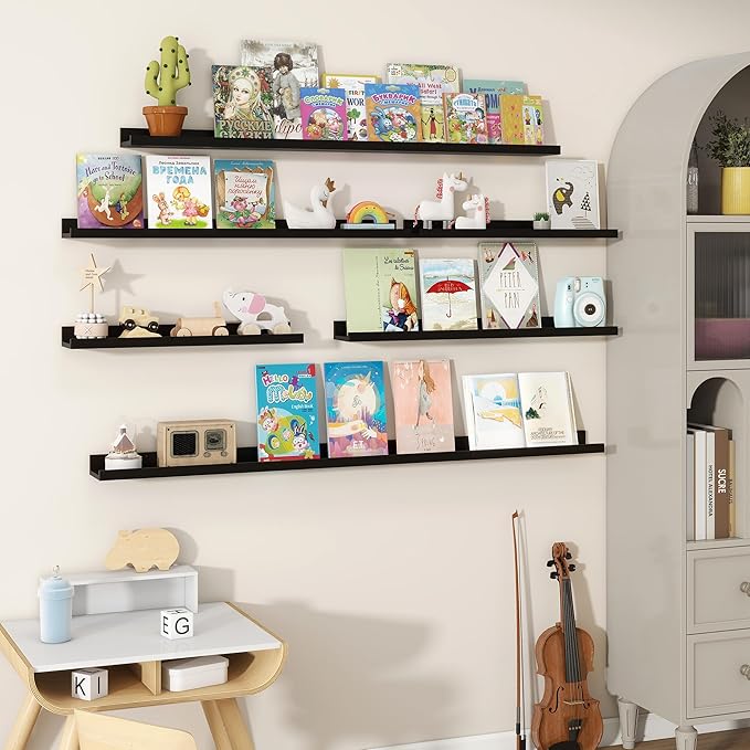 Fun Memories Picture Ledge Shelves Set of 2, 36 Inch Rustic Wall Mounted