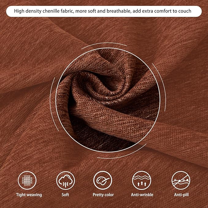 DREAMINGO Sofa Covers for 3 Cushion Couch Chenille Couch Cover Blanket