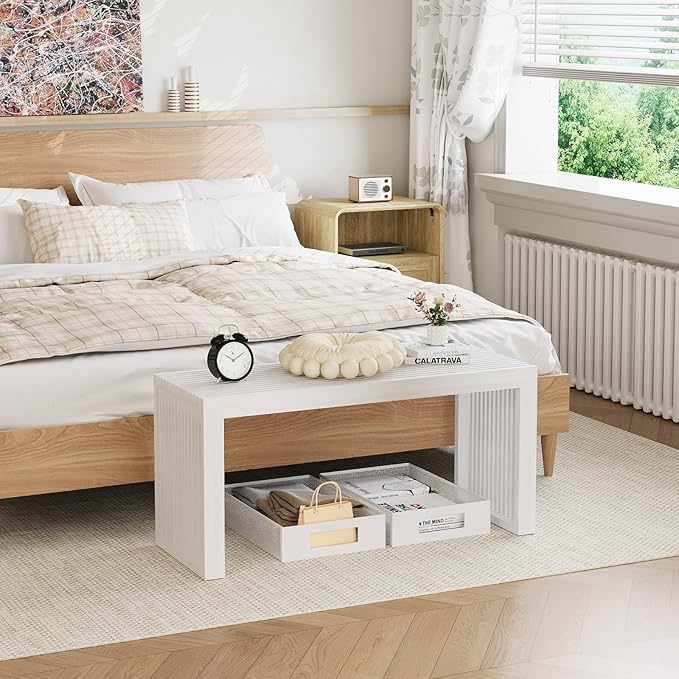 Bamboo Indoor Long Dining Bench, Outdoor Modern Wood Benches 35 Inch Bamboo