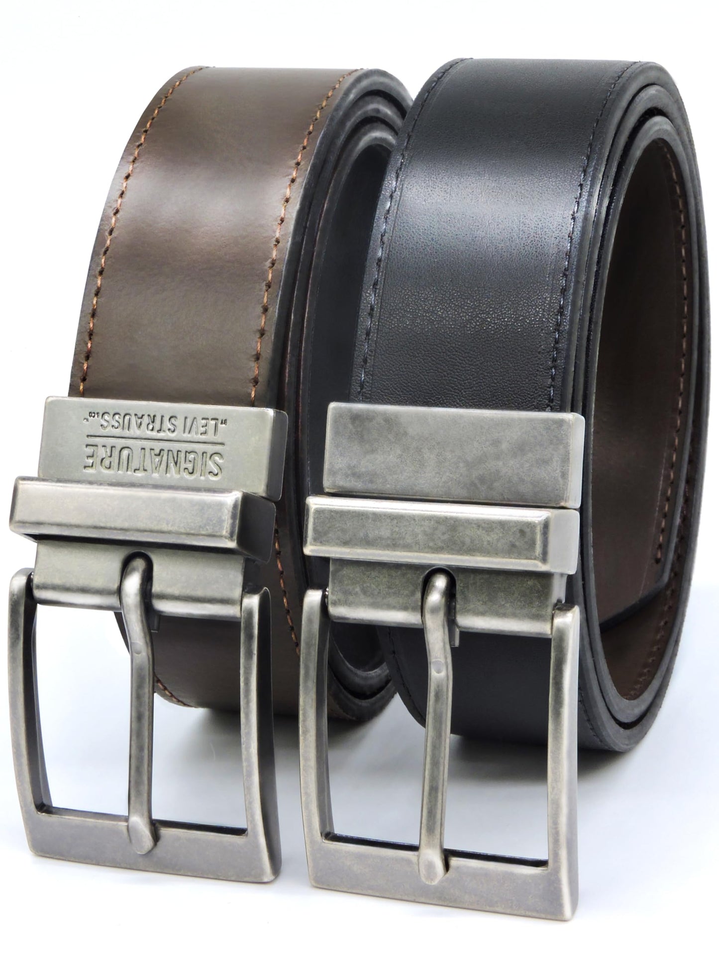 Levi Strauss Signature - Premium Leather Reversible Belt for Men for Jeans, Work, Dress & Casual pants | Cinturon Para Hombre