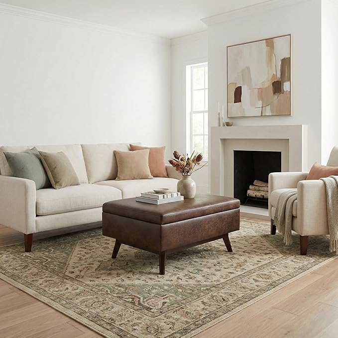SIMPLIHOME Owen Coffee Table Storage Ottoman