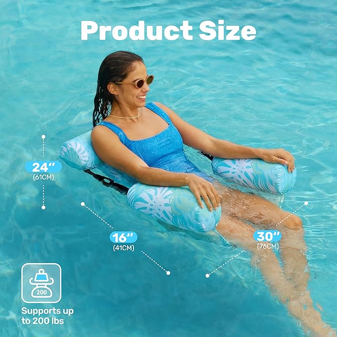 SLOOSH Inflatable Pool Floats Adult, 2 Packs Floating Lounge Chairs, Blow up