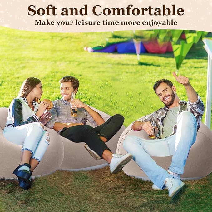 Realspring Inflatable Bean Bag Chairs Outdoor Blow up Camping Chairs Inflatable