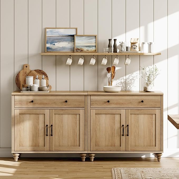 WAMPAT Farmhouse TV Stand for 75 inch TV