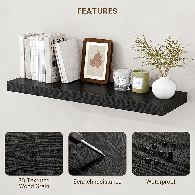 Acovy 16 Inch Floating Shelves, Wooden Shelves