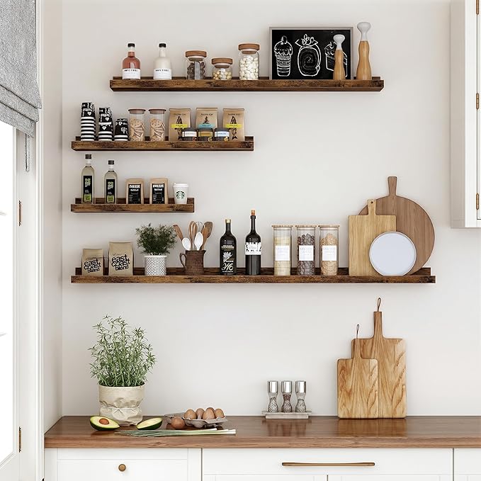 Floating Shelves for Wall, 24 inch Wood Floating Shelves Set of 2, Picture