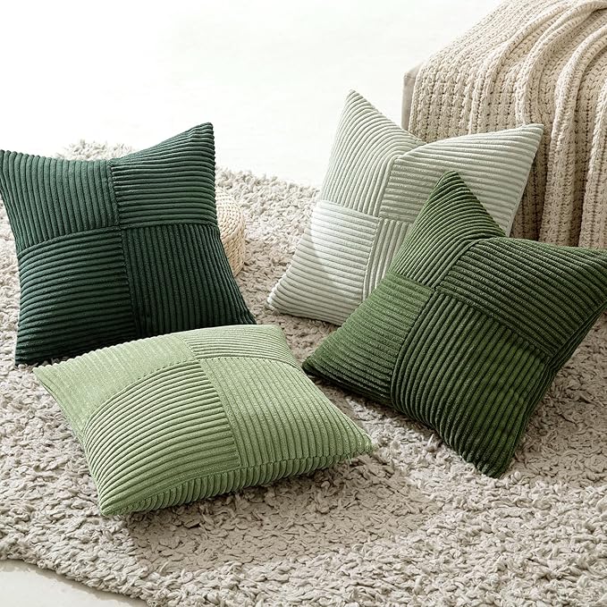 MIULEE Spring Green Decorative Throw Pillow Covers 20x20 Inch Set of 4 Boho