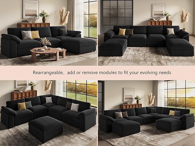 EASE MOOSE Comfty 2 Seat Couch, FSC Certified Modern Deep Seat Sectional Modular