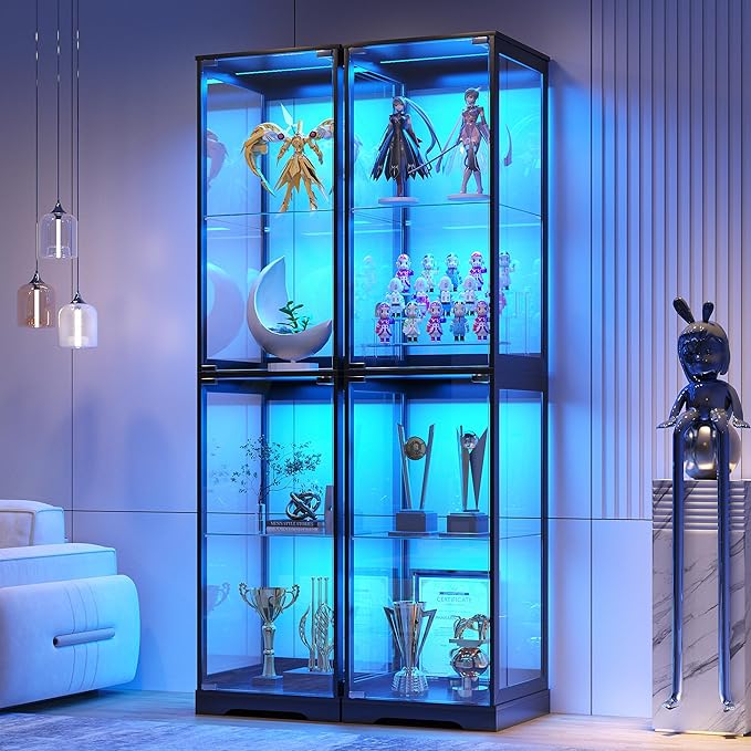 Glass Display Cabinet with Doors, Bookcase