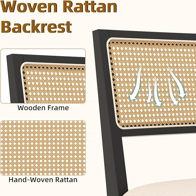 Westice Rattan Dining Chairs Set of 4, Farmhouse Natural Dining Room Chairs
