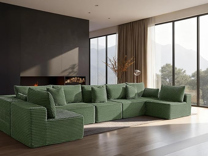 168" Cloud Sectional Couch, Comfort U Shaped Sofa
