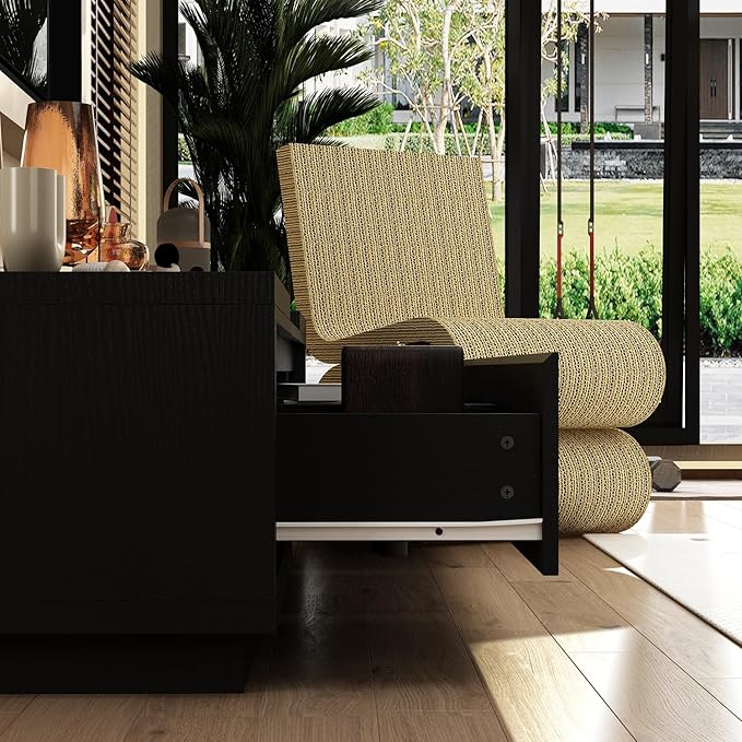 AGOTENI Expandable TV Stand Media Console Table, Modern Entertainment Center