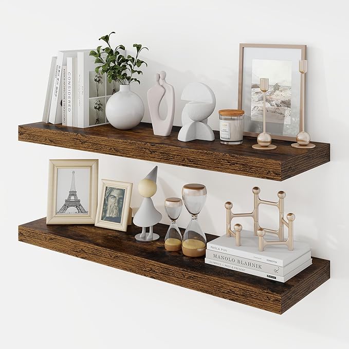 Acovy 30 Inch Floating Shelves, 9.3" Deep Floating Shelf Wall Mounted, Rustic