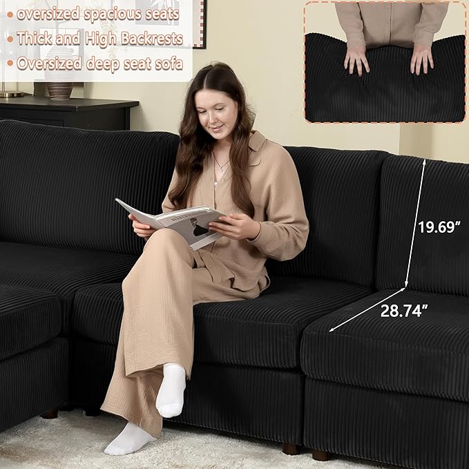 EASE MOOSE Sectional Modular Sofa, Comfty 3 Seat Cloud Couch, FSC Certified