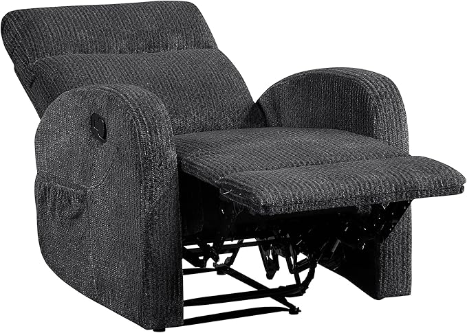 Lexicon Manual Recliner Chair, Textured Microfiber Reclining Chair, Wall Hugger