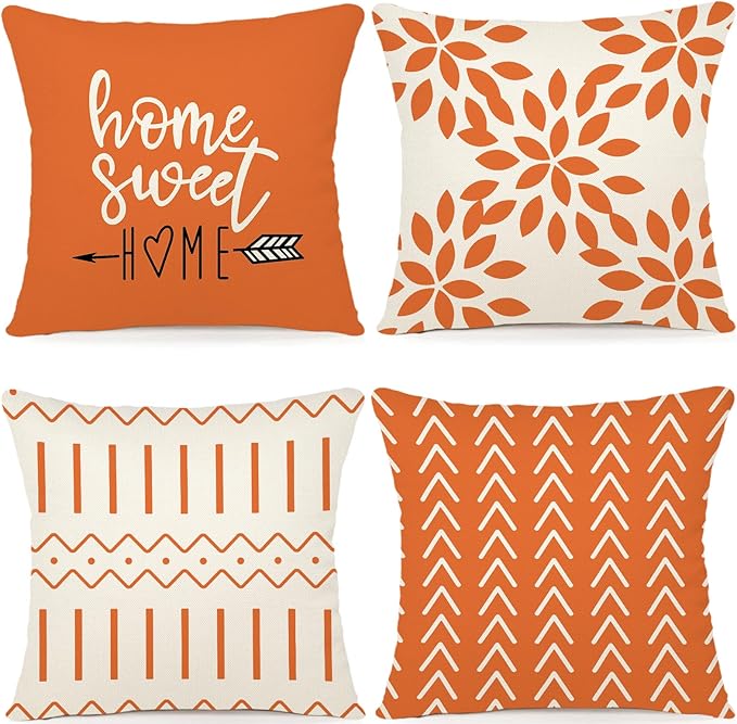 YCOLL Fall Pillow Covers 18x18 Set of 4, Modern Sofa Throw Pillow Cover