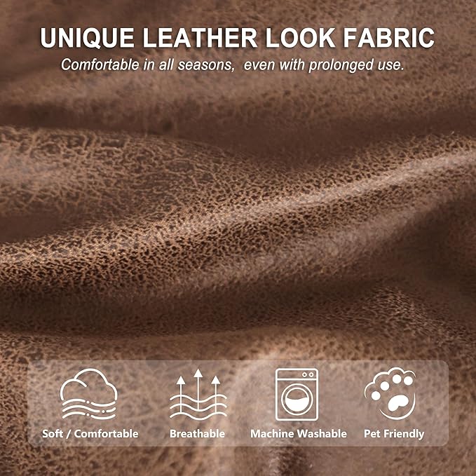 ANARACHON Leather Look Recliner Couch Cover, 8-Pieces Stretch Recliner Sofa
