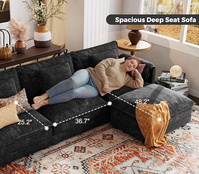 ELUCHANG Oversized 153" Modular Sectional Sofa, Comfy Cloud Couch, L Shaped