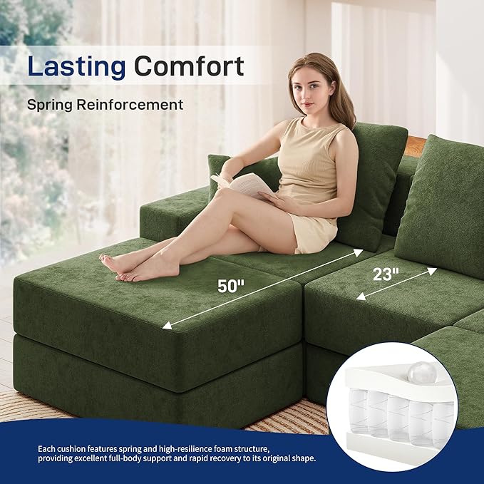 Living&Giving 128" U-Shaped Cloud Sectional Couch