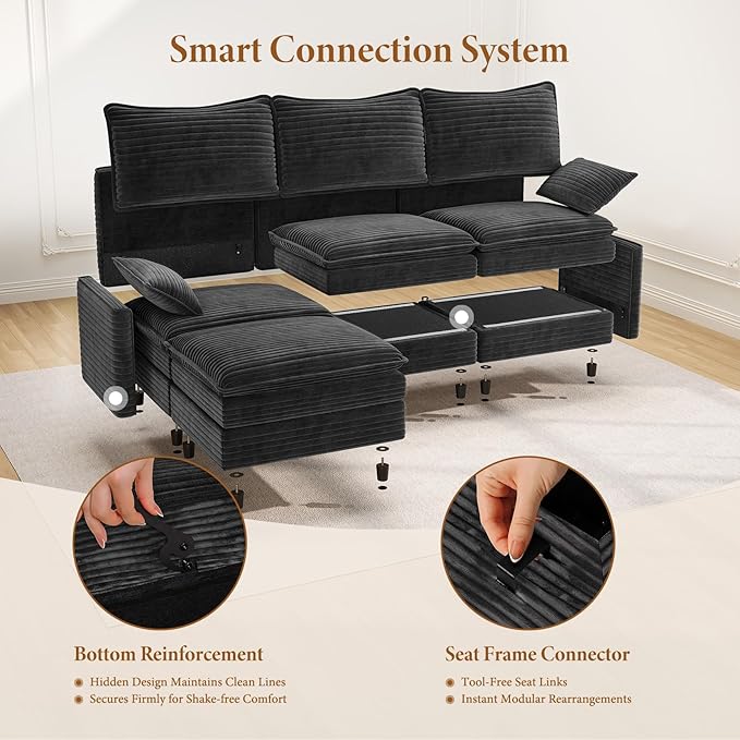 Vesgantti 108" Cloud Couch for Living Room, t6 Seats Deep Seat Sectional
