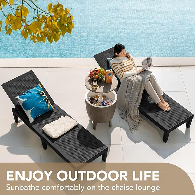 Devoko Outdoor Chaise Lounge Chair Set of 2
