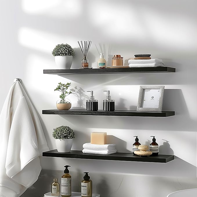 YYWUOJJ Wood Floating Shelves for Wall Decor, Rustic Wall Shelves for Bedroom